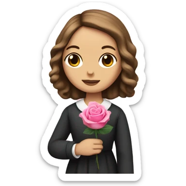 Charlotte Bronte holding a pink rose in her hand sticker