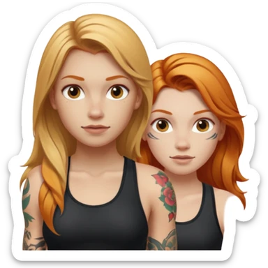 girl with long blonde hair and tattoos and an athletic ginger girl sticker