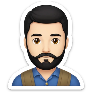 Ehren McGhehey with black hair and beard sticker