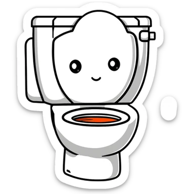 Toilet with a human head visible inside the bowl sticker