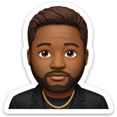 Gerald Levert with dark brown hair, black outfit sticker