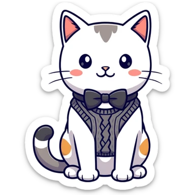 Preppy cat sticker