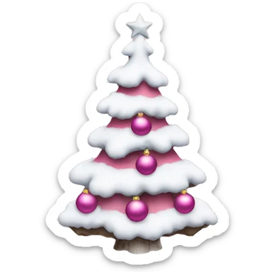 Christmas tree with pink ornaments and white snow sticker