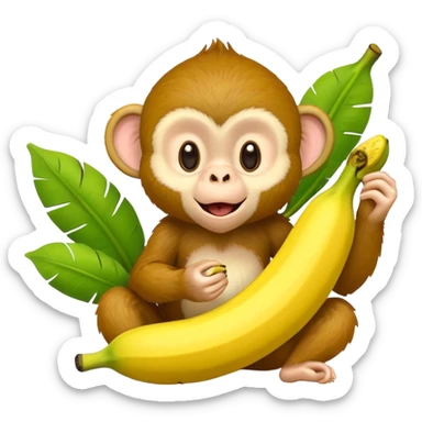 Banana Monkey Green Pink Yellow sticker