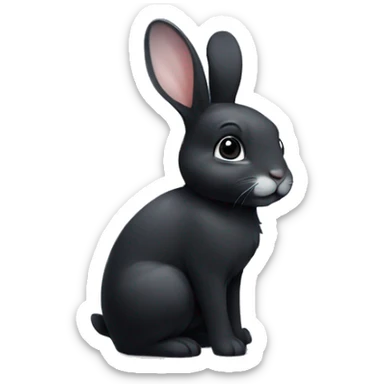 cute black bunny with little white bow at the right ear sticker