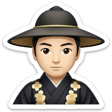 shogun in a black kimono with an eboshi hat, Edo period sticker