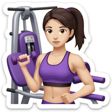 dark brown hair girl with light skin Púrpura gym sticker