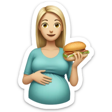 Pregnant lady holding a sub sticker