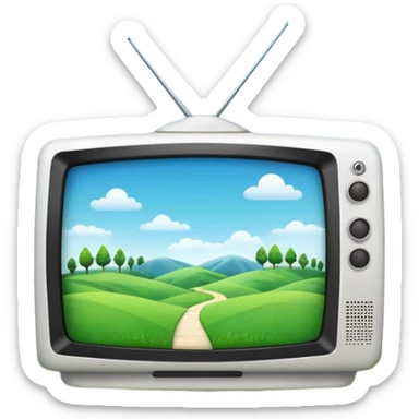 White tv with emoji landscape  sticker