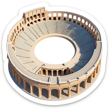 Realistic Pula Arena Landmark Emoji, featuring the grand Roman amphitheater with its large stone arches and well-preserved outer walls. sticker