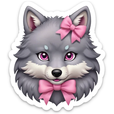 wolf with pink bow sticker