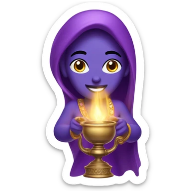 purple female genie coming out of the lamp sticker