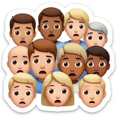 Group of confused people with shocked expressions looking at each other sticker