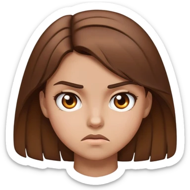 Girl with brown hair that looks like she is mad sticker