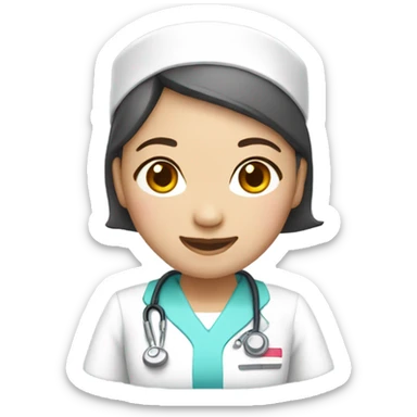 cute Asian nurse with smile, without hair sticker
