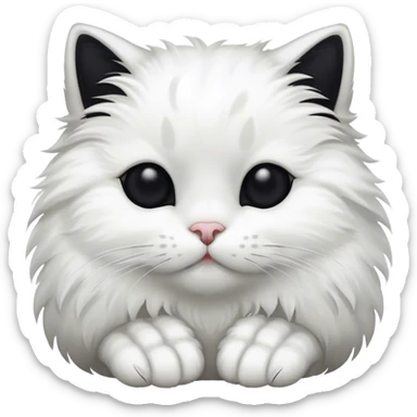 White cat with black splotches with paws covering face sticker
