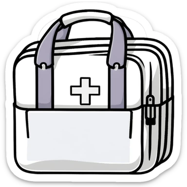 First aid medical kit with bandages and medicine visible sticker