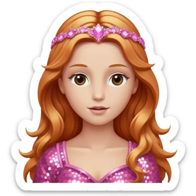Venus, God of Sky from Gods and Goddesses with long reddish blonde hair, pink sequin outfit sticker