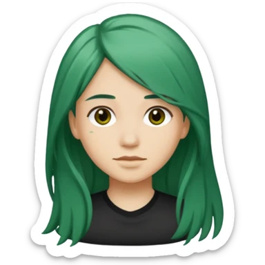 darker green and longer hair please sticker
