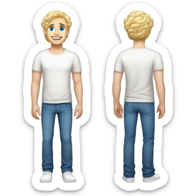 full body standing light curl blonde 30yo man blue eyed pale skin sticker