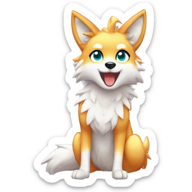Colorful Shiny Fionbri-Falvie-sparkle-wolf-sona full body sticker