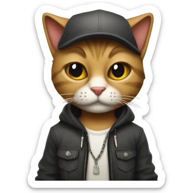anthropomorphic cat in a thug style outfit  sticker