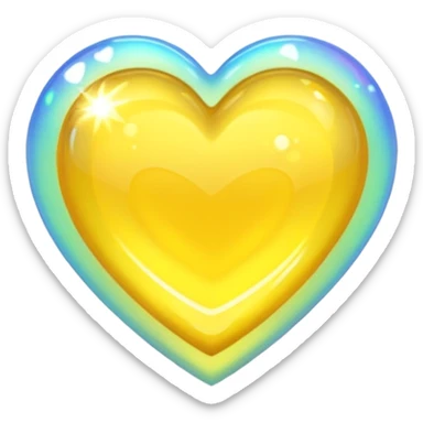 yellow heart with holographic effect sticker