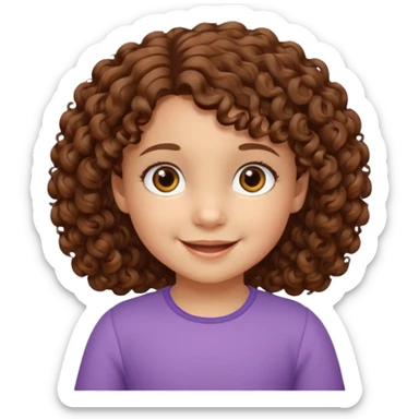3yr old girl curly brown hair brown eyes sticker