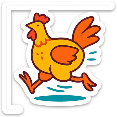 headless chicken running, cartoon style, bright colors sticker