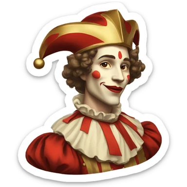 Vintage Jester high cheekbones, red, gilded  sticker