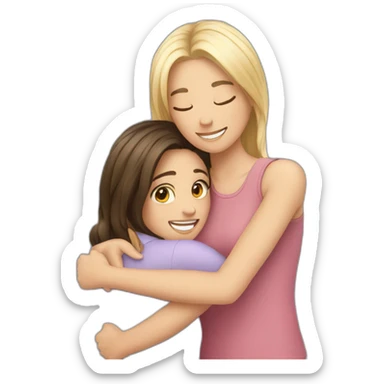 2 european friends girls hug sticker