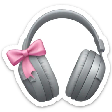Grey headphones with cute little pink bows sticker
