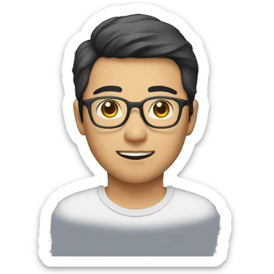 25 year old Asian male with glasses and puberty beard sticker