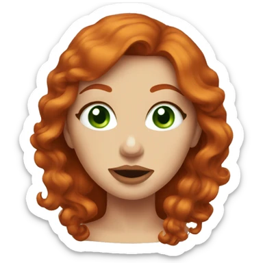 redhead woman with green eyes blowing a kiss sticker