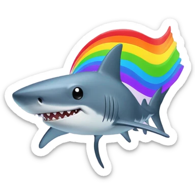 shark with rainbow hair and babg in hand sticker