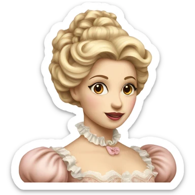 vintage rococo brown and blonde woman in a light pink gown  sticker