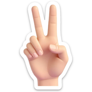 back of a hand visible, only ring finger and index finger raised, middle finger bent, thumb and pinky not visible, neutral color, clear gesture sticker