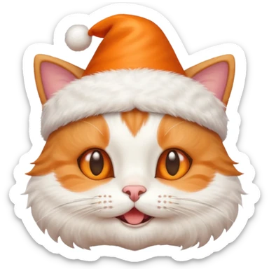 Create cute cat face wearing birthday cap and happy sticker