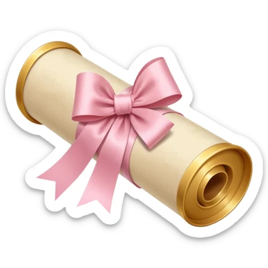 rolled up diploma tied with a light pink bow sticker