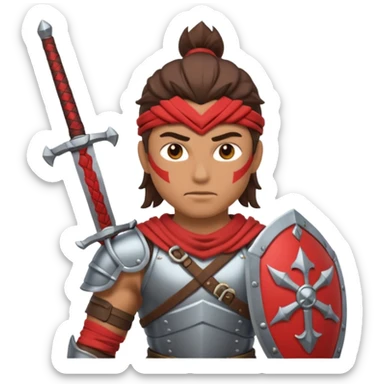 warrior with dual swords sticker