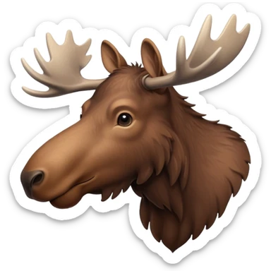 A high-resolution digital illustration of a young moose in a clean, semi-realistic style. The young moose is shown facing sideways head tilted  sticker