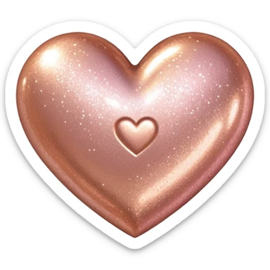 Edit the glittery gold color heart to a glittery rose gold color heart with a subtle gradient and no border. Keep the background transparent. Maintain the glittery texture and subtle gradient effect in rose gold tones sticker