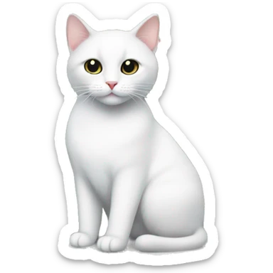 A white cat with a few gray spots sitting underneath a Christmas tree  sticker