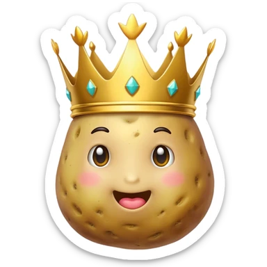 Potato with a crown sticker