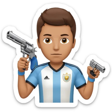 haz un turro con una biszera para atras y con un arma remera argentina pero arma de fuego que tenga un revolver  solo sticker