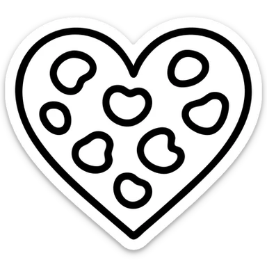modern icon of heart shape with leopard spots, strong outline sticker