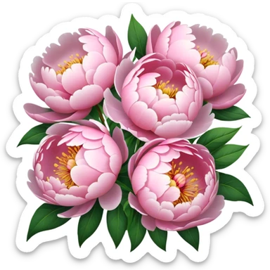 bouquet of light pink peony flowers  sticker