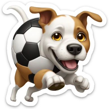 Dog chasing a soccer ball sticker