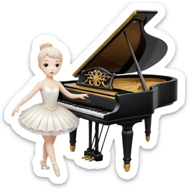 Piano Music Box with Dancer sticker