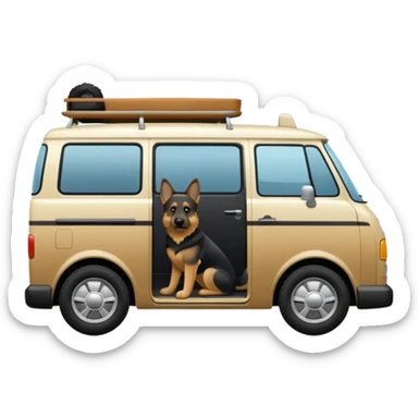 Van with German shephard sticker